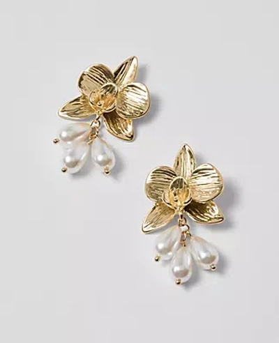 Ann Taylor Pearlized Floral  Drop Earrings
