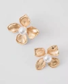 Ann Taylor Pearlized Floral Stud Earrings In Gold