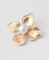 Ann Taylor Pearlized Flower Brooch In Gold