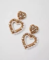Ann Taylor Pearlized Heart Drop Earrings In Gold