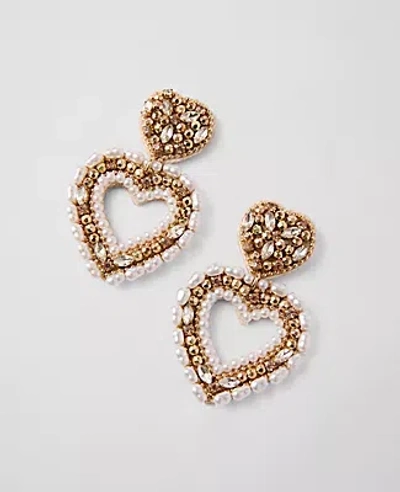 Ann Taylor Pearlized Heart Drop Earrings In Gold