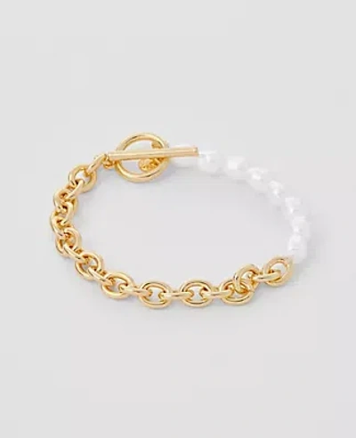 Ann Taylor Pearlized Metal Bracelet In Gold
