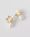 Ann Taylor Pearlized Metal Flower Earrings In Goldtone