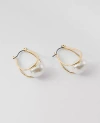 Ann Taylor Pearlized Metal Loop Stud Earrings In Goldtone