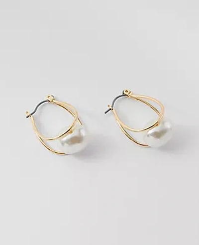 Ann Taylor Pearlized Metal Loop Stud Earrings In Gold