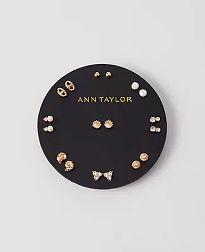 Ann Taylor Pearlized Shell Stud Earring Set In Gold