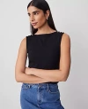 Ann Taylor Pearlized Snap Shoulder Shell Top In Black