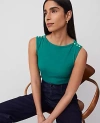 Ann Taylor Pearlized Snap Shoulder Shell Top In Shady Glade