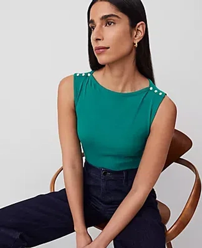 Ann Taylor Pearlized Snap Shoulder Shell Top In Shady Glade