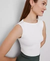 Ann Taylor Pearlized Snap Shoulder Shell Top In White