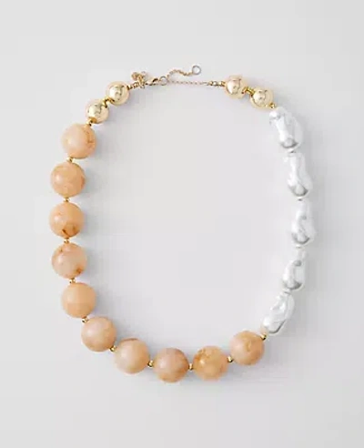 Ann Taylor Pearlized Stone Statement Necklace In White