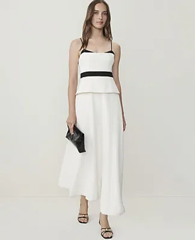 Ann Taylor Peplum Flare Midi Dress In Winter White