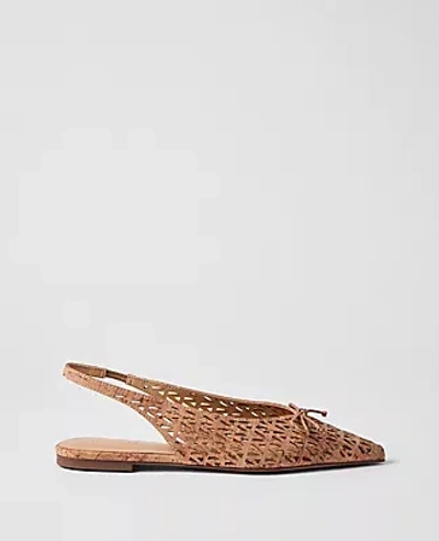 Ann Taylor Perforated Cork Bow Slingback Flat In Brown