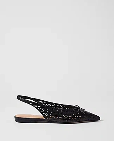 Ann Taylor Perforated Leather Bow Slingback Flat In Black