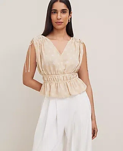 Ann Taylor Petaled Gathered Tie Top In Sands Edge