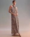 Ann Taylor Petite Animal Print Halter Maxi Dress