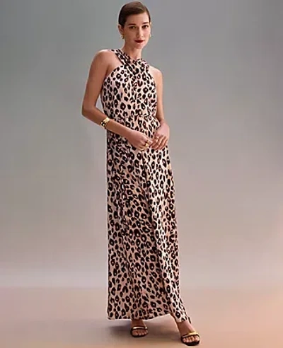 Ann Taylor Petite Animal Print Halter Maxi Dress