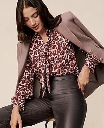 Ann Taylor Petite Animal Print Tie V-neck Popover Top In Multi