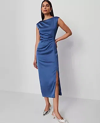 Ann Taylor Petite Asymmetric Denim Sheath Dress In Blue