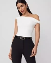 Ann Taylor Petite Asymmetric One-shoulder Top In Winter White