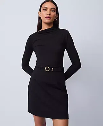 Ann Taylor Petite Asymmetric Ruched Top In Black