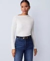 Ann Taylor Petite Asymmetric Ruched Top In White
