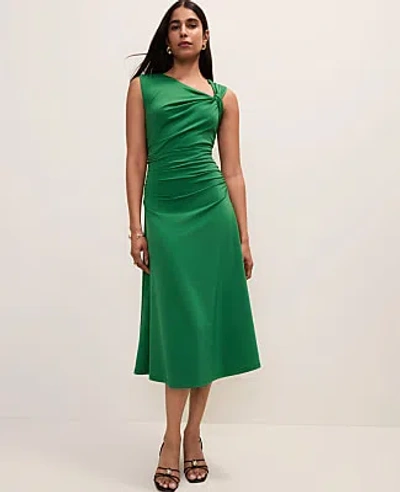 Ann Taylor Petite Asymmetric Twist Shoulder Midi Dress