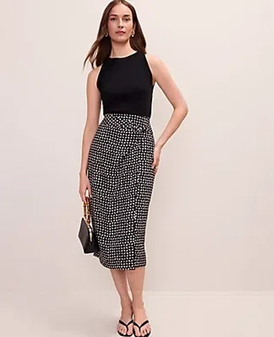 Ann Taylor Petite Batik Wrap Midi Skirt In Black