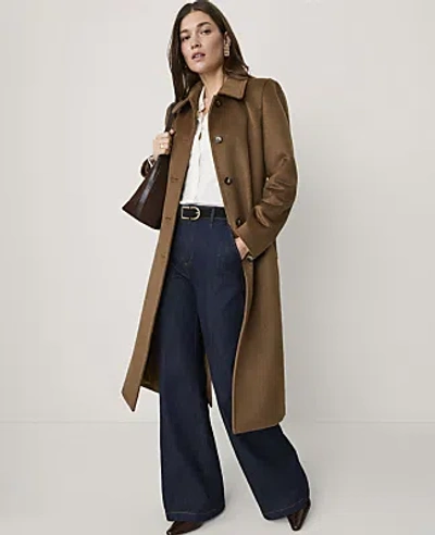 Ann Taylor Petite Belted Everyday Coat In Deep Camel Brown