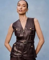 Ann Taylor Petite Belted Faux Leather Vest In Brown
