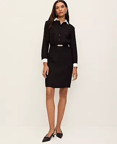 Ann Taylor Petite Belted Sheath Dress In Black