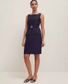 Ann Taylor Petite Belted Square Neck Pocket Dress In Black