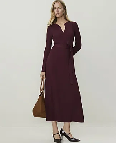 Ann Taylor Petite Belted Sweater Dress In Purest Plum