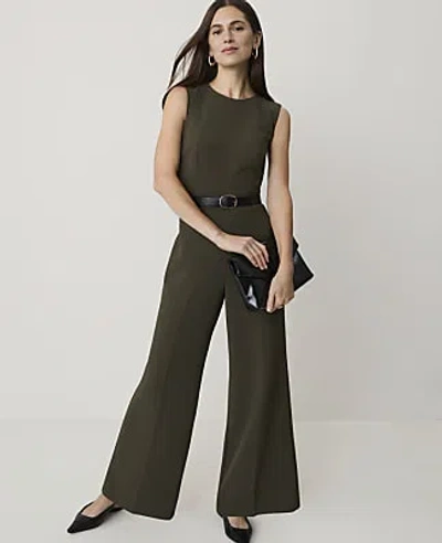Ann Taylor Petite Belted Wide-leg Jumpsuit In Caper Shadow