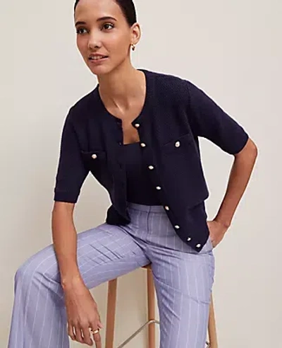 Ann Taylor Petite Blouson Sleeve Stitch Cardigan