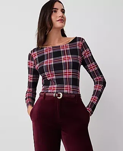 Ann Taylor Petite Boatneck Low Back Top In Black