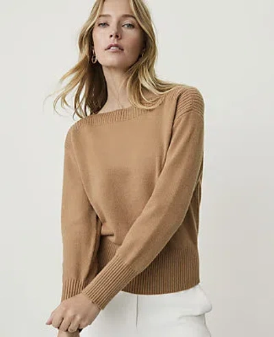 Ann Taylor Petite Boatneck Sweater In Pecan