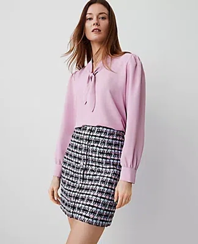 Ann Taylor Petite Bow Blouse In Clean Lilac