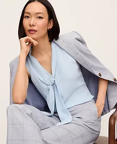 Ann Taylor Petite Bow Neck Shell Top In Blue