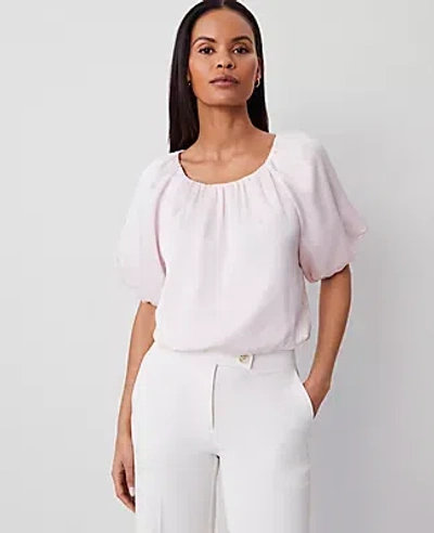 Ann Taylor Petite Bubble Hem Top In Pale Peony