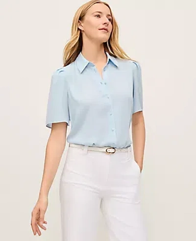 Ann Taylor Petite Button Down Shirt In Blue