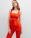 Ann Taylor Petite Button Tie Waist Top In Red