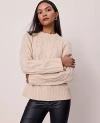 Ann Taylor Petite Cable Crew Neck Sweater In Neutral