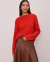 Ann Taylor Petite Cable Crew Neck Sweater In Red