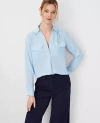 Ann Taylor Petite Camp Shirt In Perfect Sky