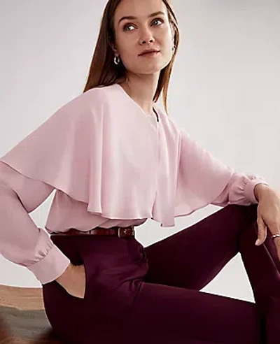 Ann Taylor Petite Capelet Overlay Blouse In Purple