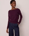 Ann Taylor Petite Cashmere Boatneck Sweater In Purple