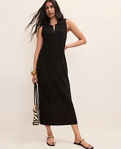 Ann Taylor Petite Collared Halter Sweater Dress In Black