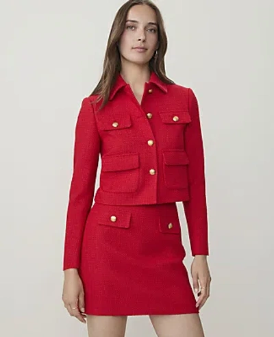 Ann Taylor Petite Collared Jacket In Bright Poppy