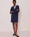 Ann Taylor Petite Collared Ponte Shift Dress In Black